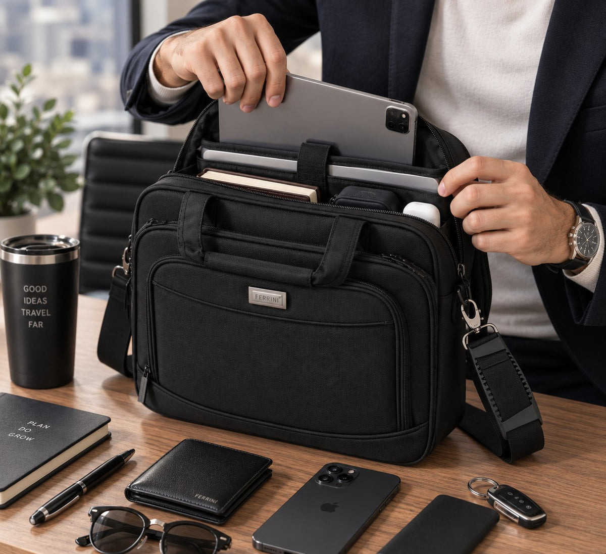 תיק מסמכים מתרחב FERRINI תא למחשב 15.6"