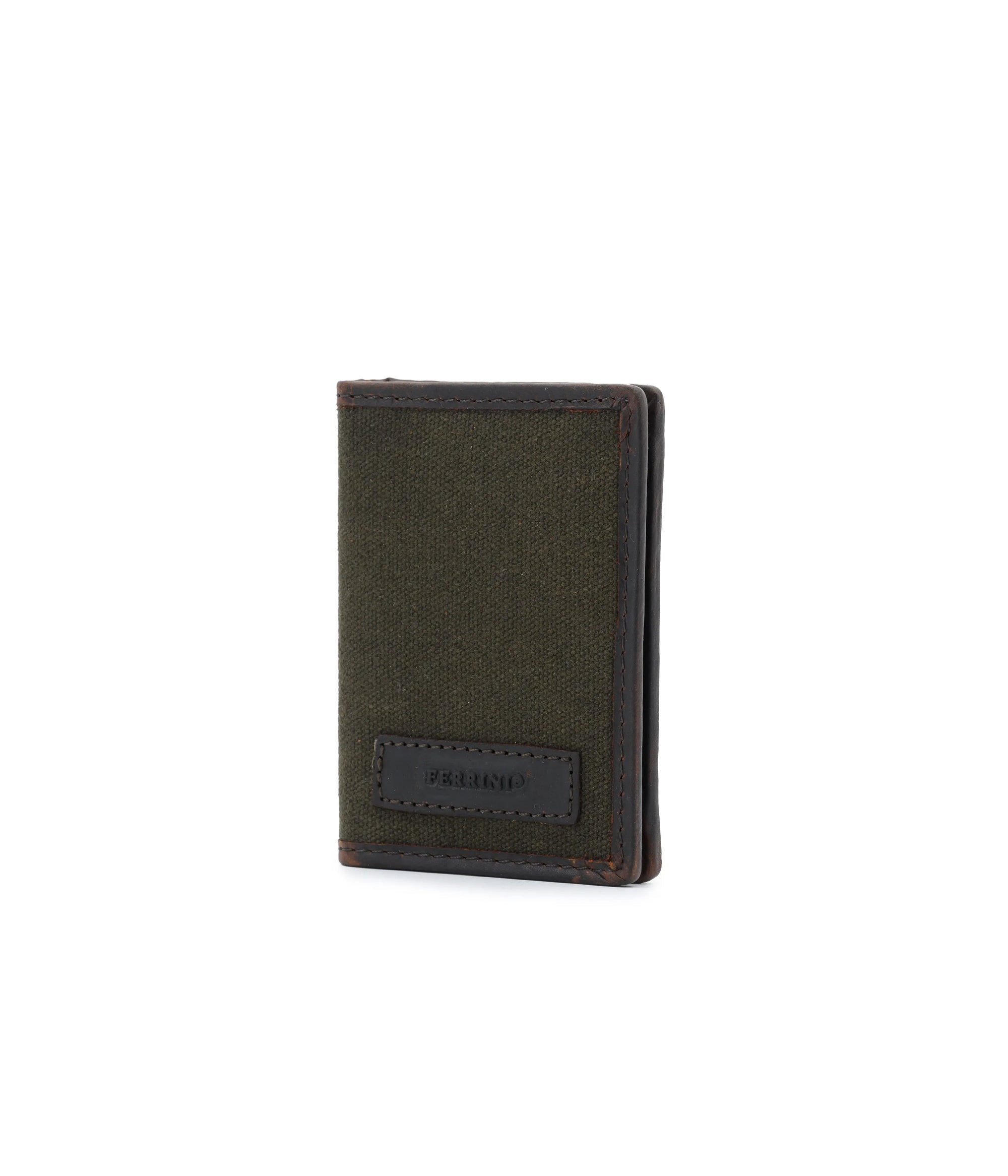 ארנק מגנט עור וקנבס FERRINI khaki